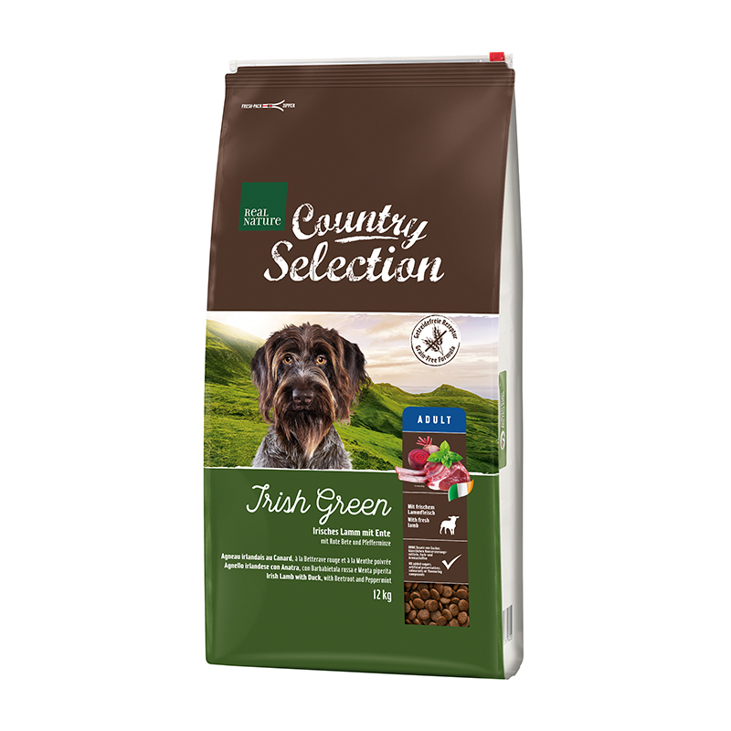 REAL NATURE Hundetrockenfutter REAL NATURE Country Selection Adult Irish Green Irisches Lamm mit Ente 12 kg
