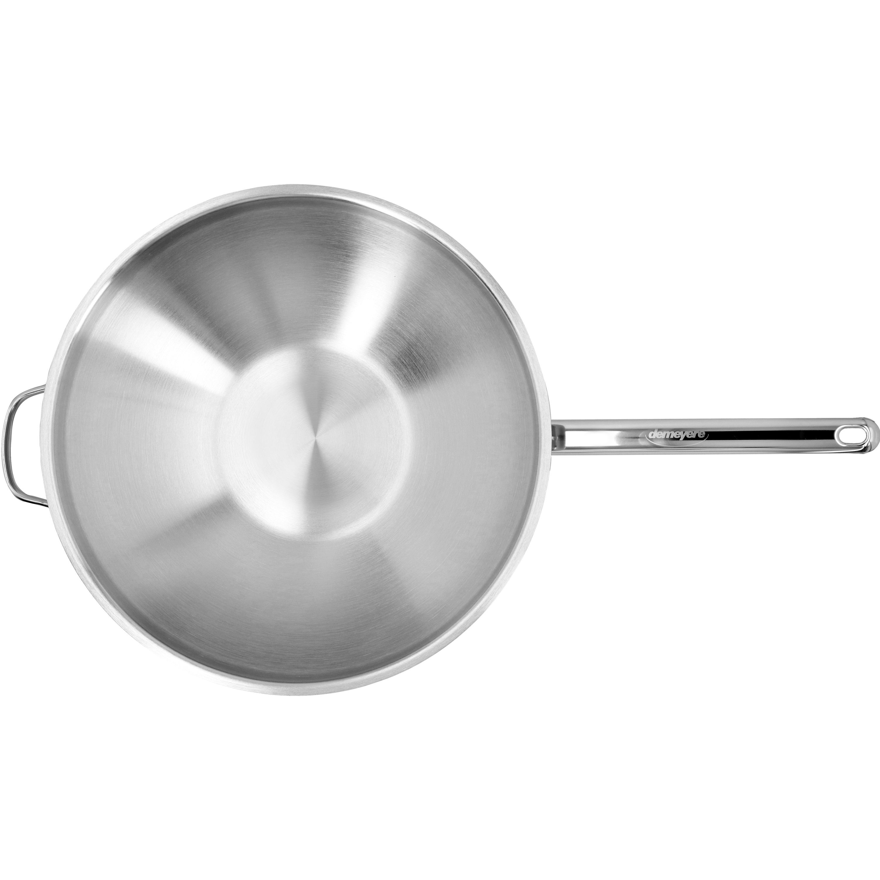 Wok flacher Boden 36 cm, 18/10 Edelstahl