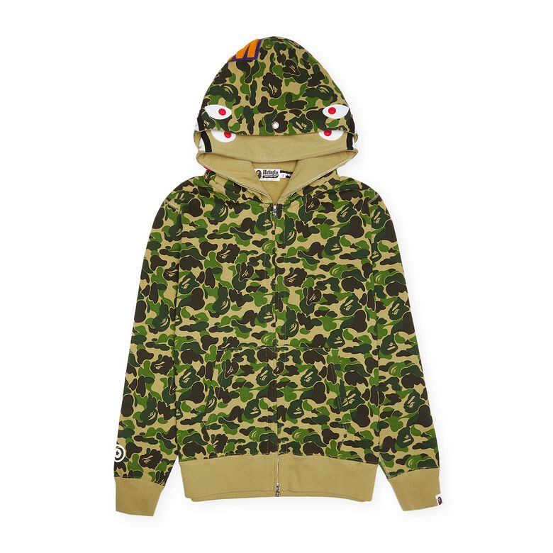 A Bathing Ape Abc Camo Double Shark Full Zip Hoodie green