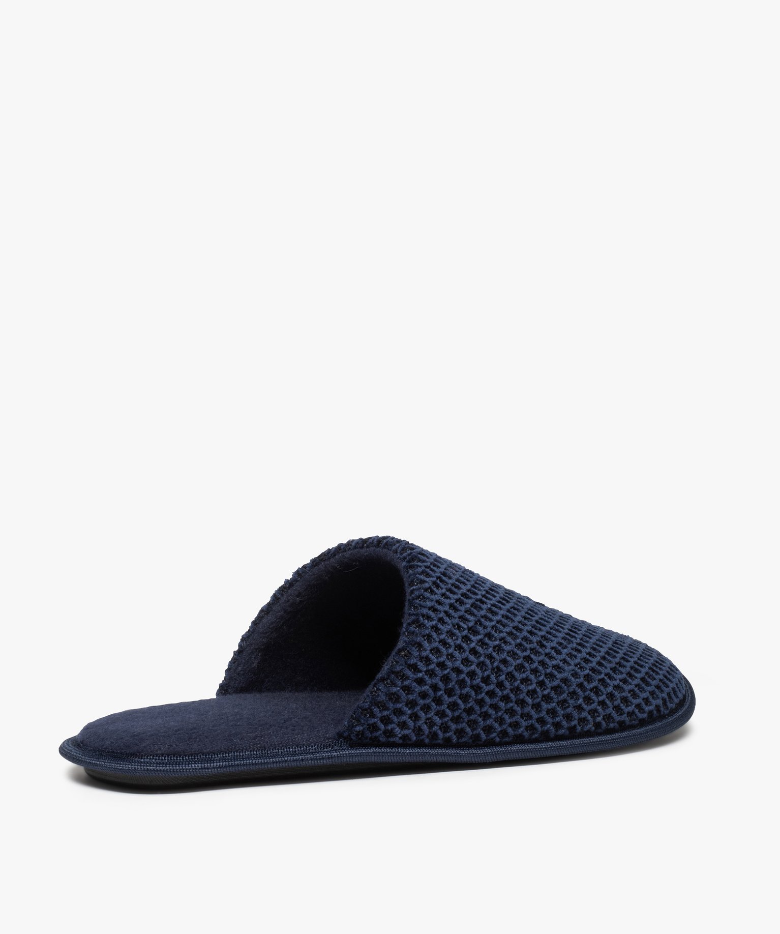 Chaussons homme mules unies en maille de velours bleu | GEMO