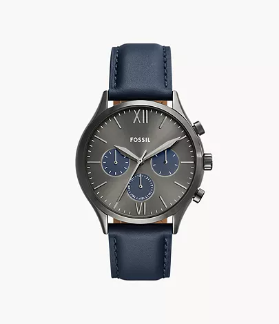 Fossil Outlet Uhr Fenmore Multifunktionswerk Leder dunkelblau