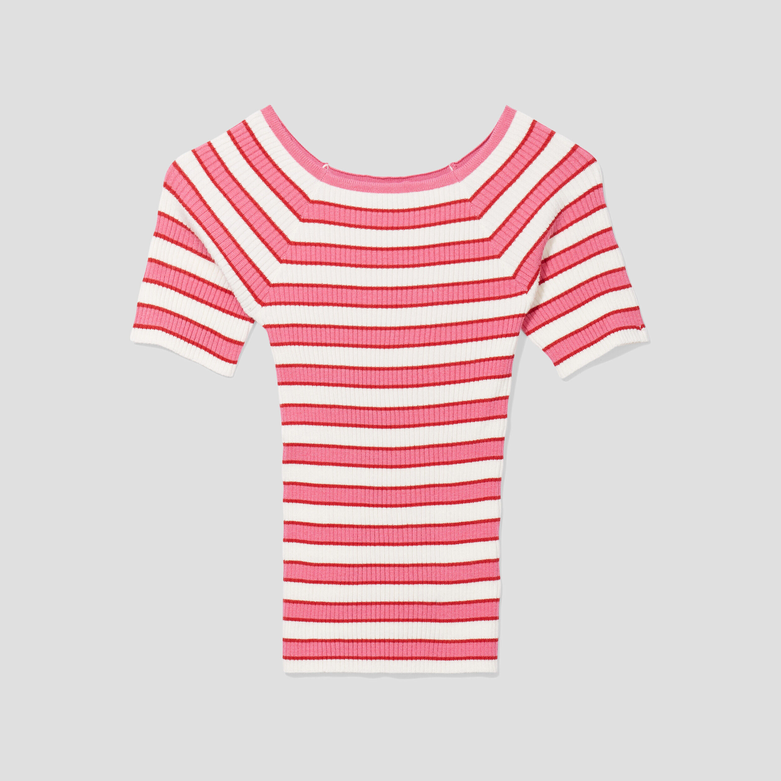T-shirt ajusté côtelé multicolore femme | Cache Cache