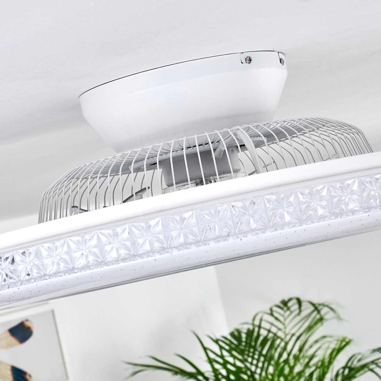 hofstein Deckenventilator Vaprio LED Deckenventilator in Weiß/Chorm