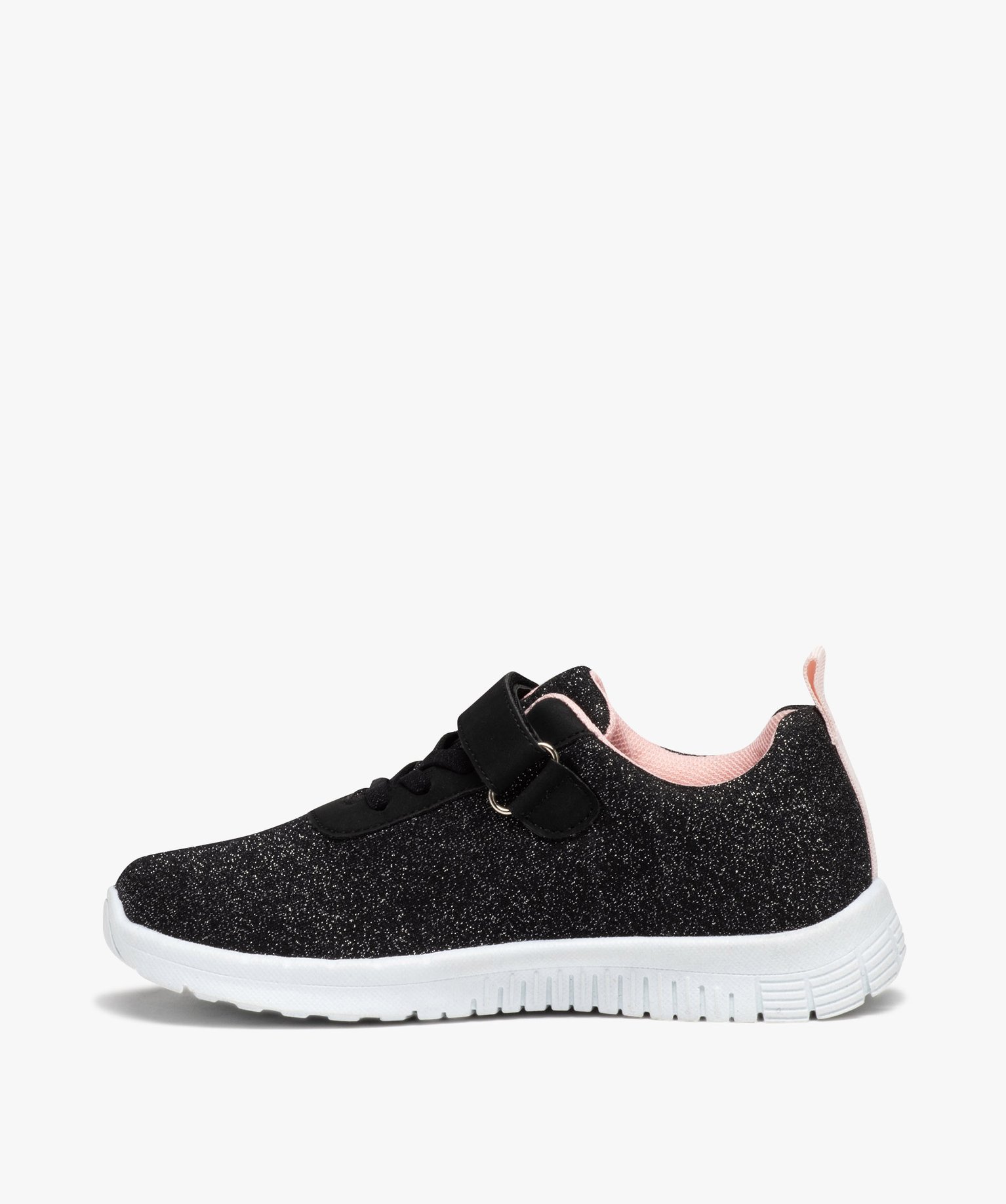 Baskets pailletées fille avec fermeture scratch noir | GEMO