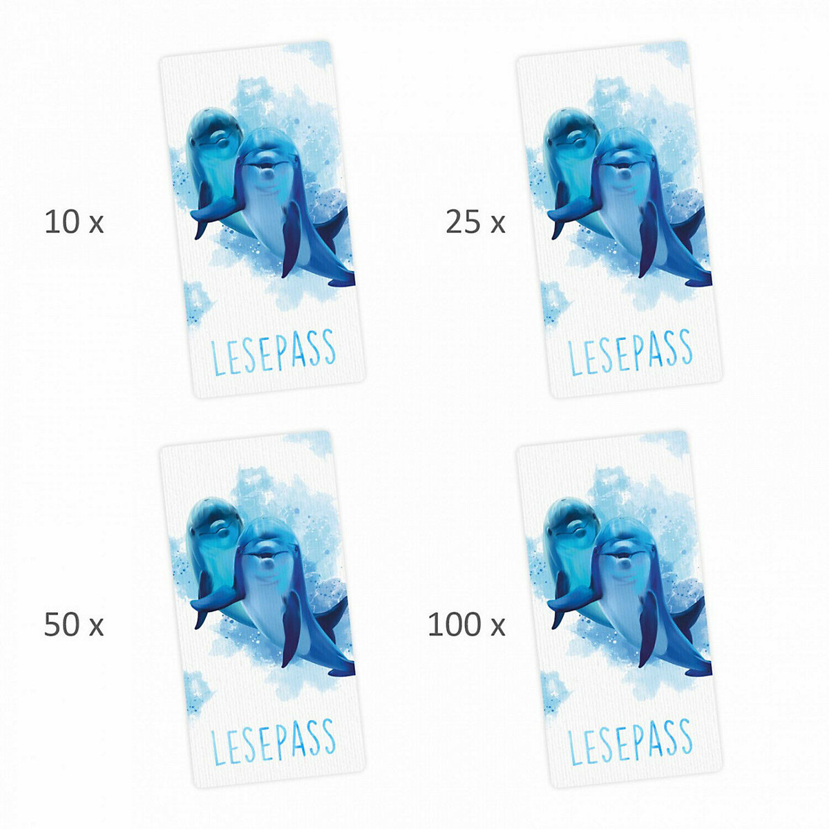 Lesepass Delfin Lesezeichen zum lesen üben Grundschule 10-100 Stück Lesezeichen