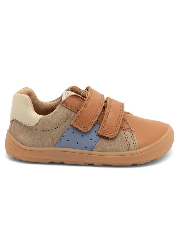bisgaard Leder-Sneakers in Hellbraun/ Hellblau/ Khaki günstig kaufen