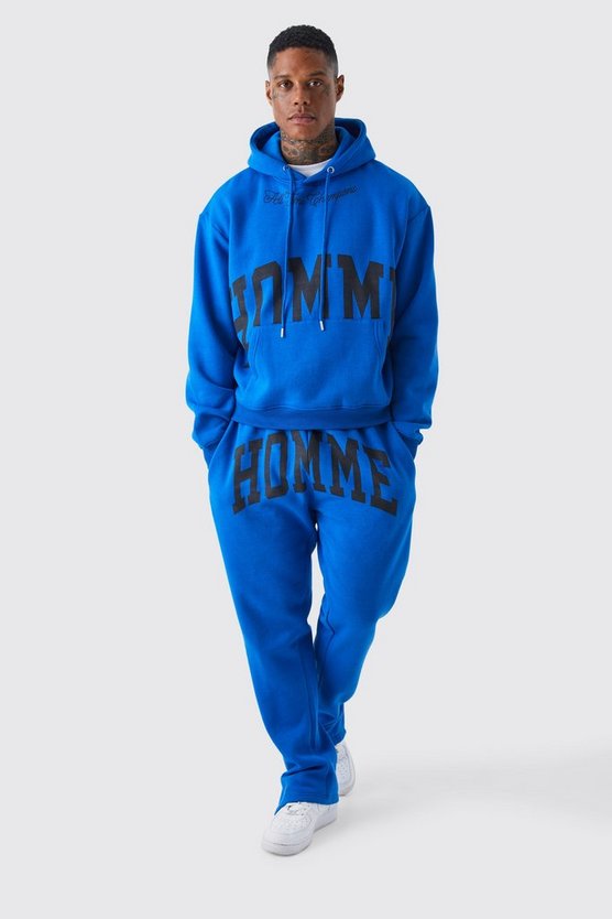 Kastiger Oversize Homme Trainingsanzug mit geteiltem Saum