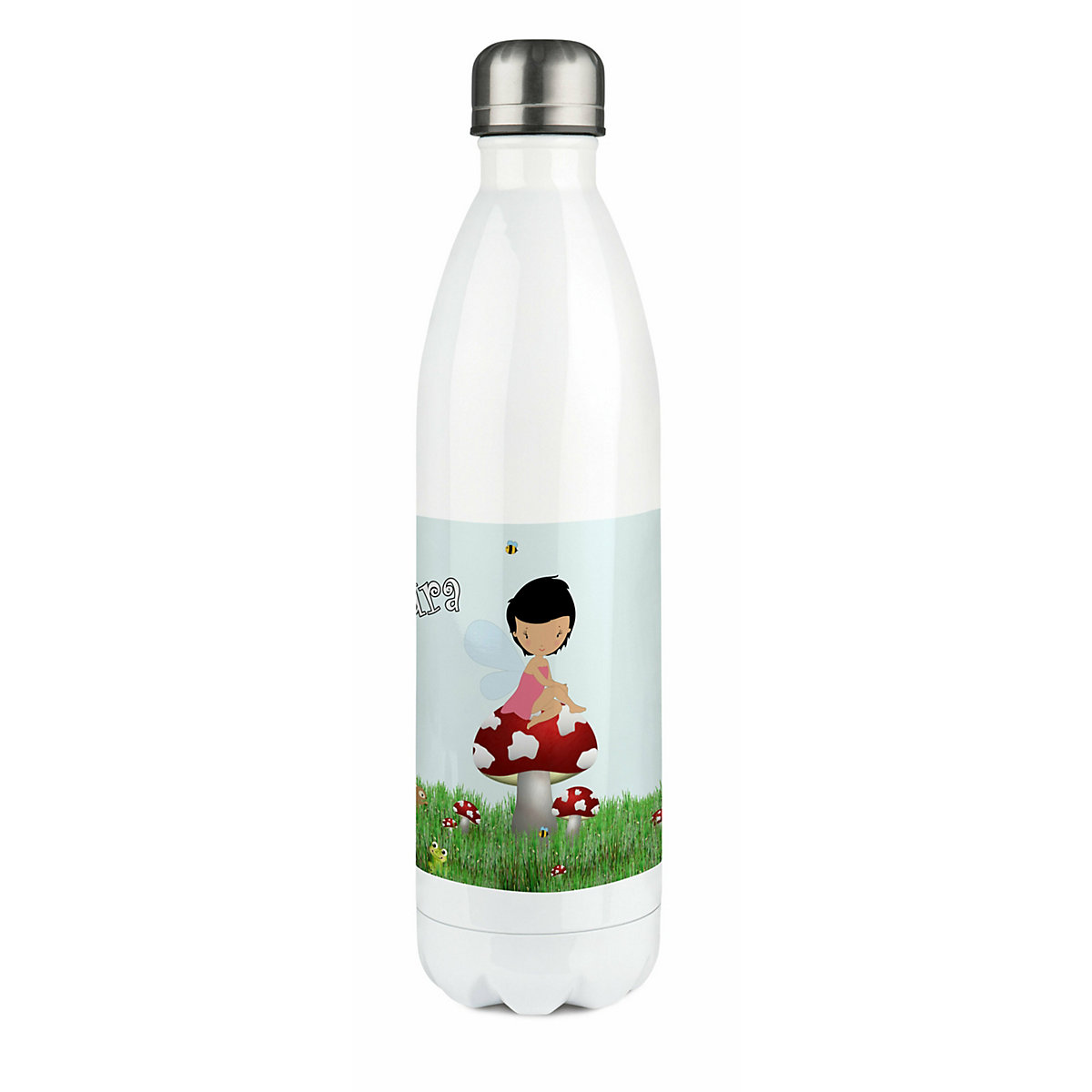 Edelstahl Kinder Thermoflasche / Trinkflasche bunt Waldfee Spülmaschinenfest, Auslaufsicher, Bruchfest, Doppelwandig, Für Heißgetränke geeignet, Mit Deckel, Isoliert