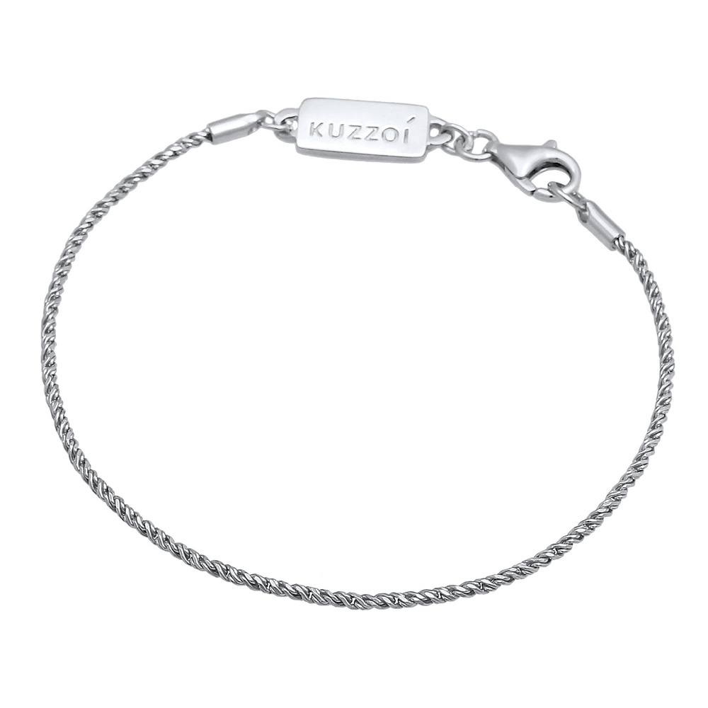 KUZZOI KUZZOI Bracelet Collier pour homme avec cordon torsadé Basic Elegant oxydé en arg Bracelet