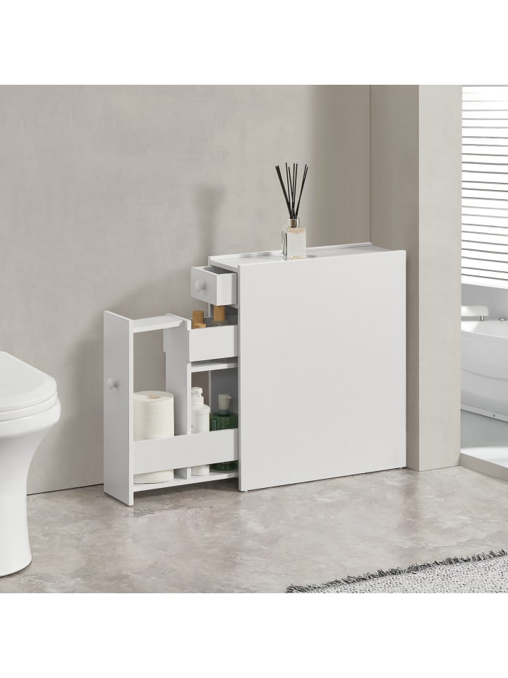 en.casa Badezimmerschrank Kihniö in Weiß (H)58cm (B)16cm (T)48cm günstig kaufen onesize
