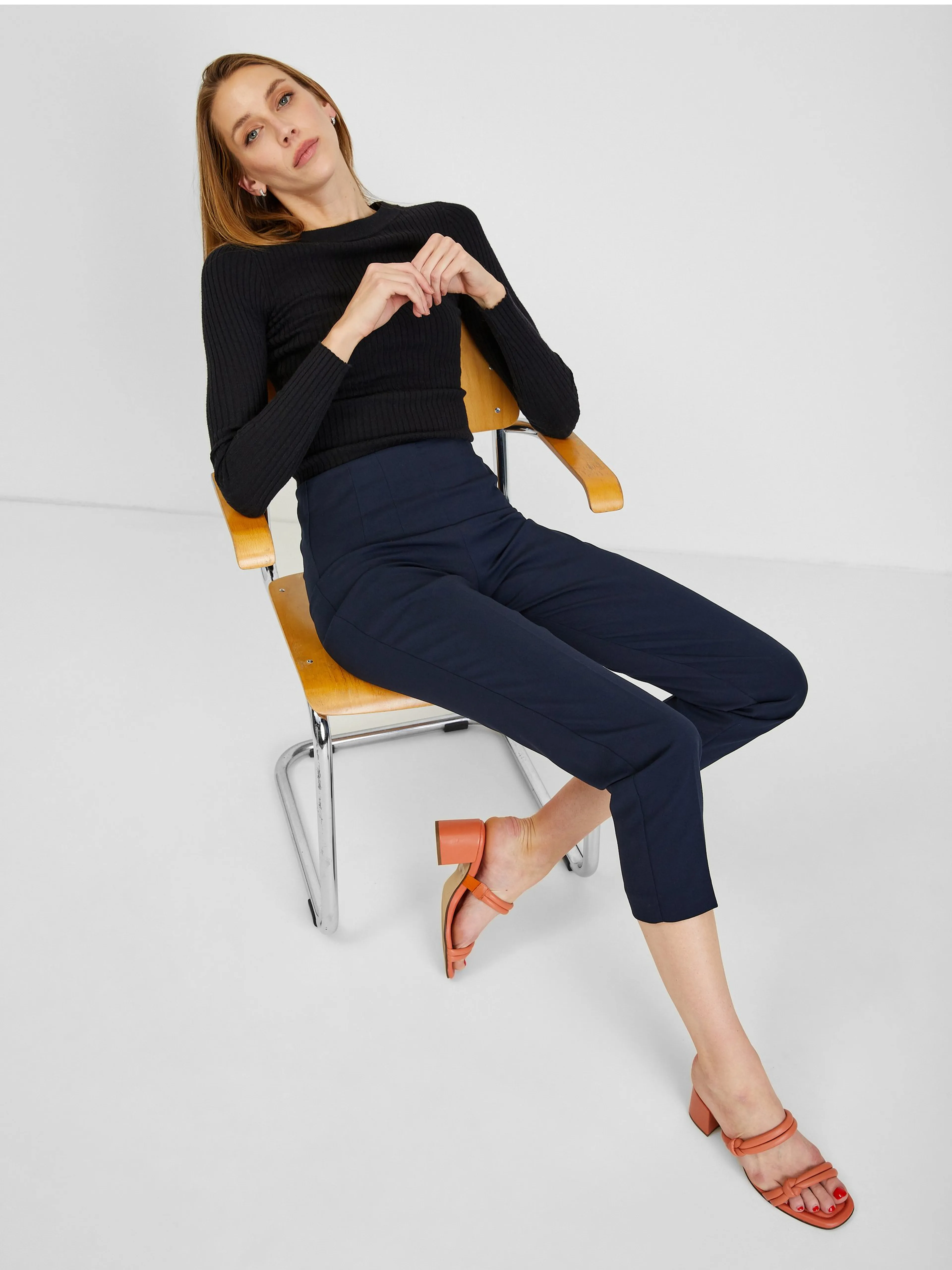 Dunkelblaue Damen-Crop-Hose ORSAY