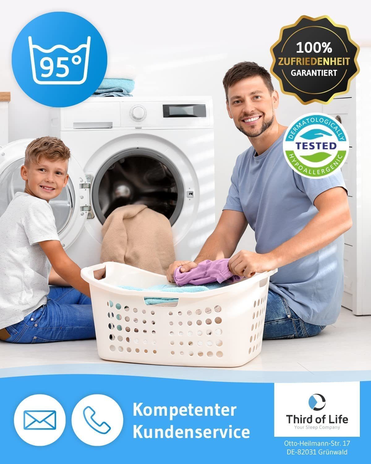 Matratzenschoner Atmungsaktive Matratzenauflage LISA Third of Life, 100% Wasserdichter Matratzenschutz, Matratzen-Topper mit Seitenwänden