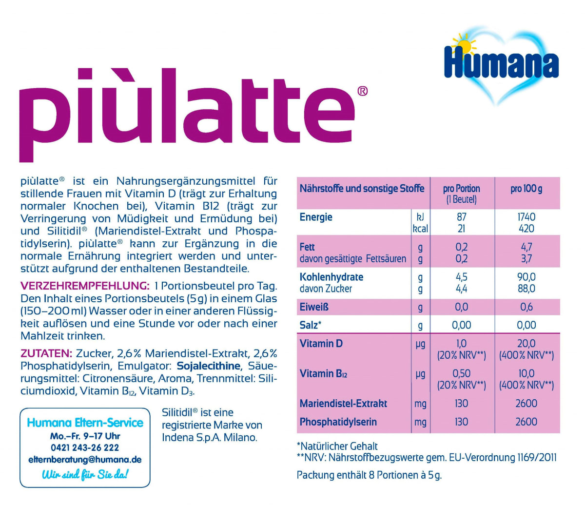 piulatte Vitamin D3 & Vitamin B12 für stillende Frauen, 40 g