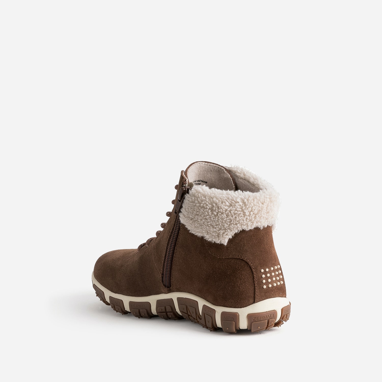 Boots à lacet TBS camel en cuir velours fourré
