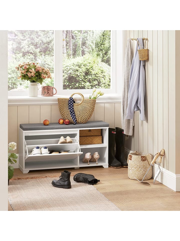 SoBuy Schuhbank in Weiß - (B)90 x (H)46 x (T)24cm günstig kaufen onesize