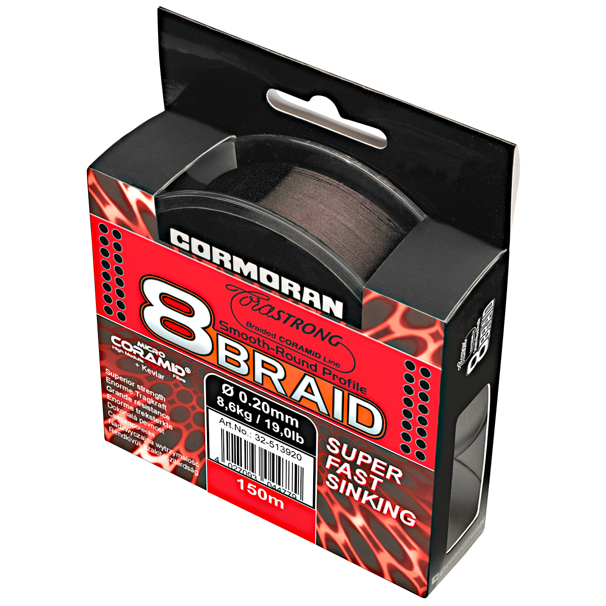 Cormoran Angelschnur Corastrong 8-Braid Super Fast Sinking (dunkelbraun)