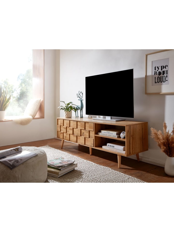 KADIMA DESIGN Eichen-Dekor Lowboard, TV-Unterschrank, Aufbewahrung, bis 70-Zoll TV günstig kaufen onesize