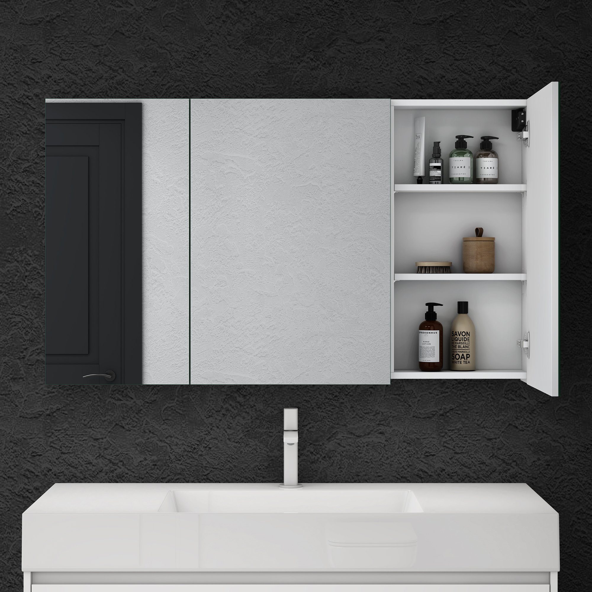 doporro Badezimmerspiegelschrank Wandchrank Aufbewahrungsschrank Badezimmer Spiegelschrank02