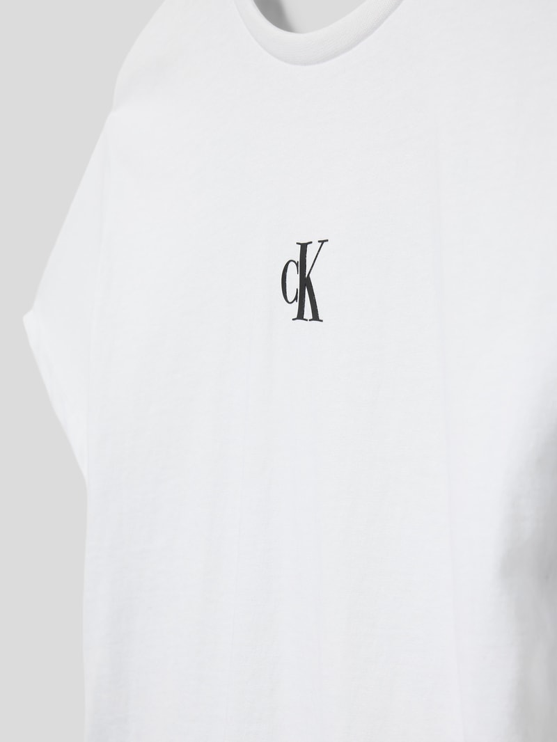 T-Shirt mit Label-Print Modell 'BOXY' in weiß