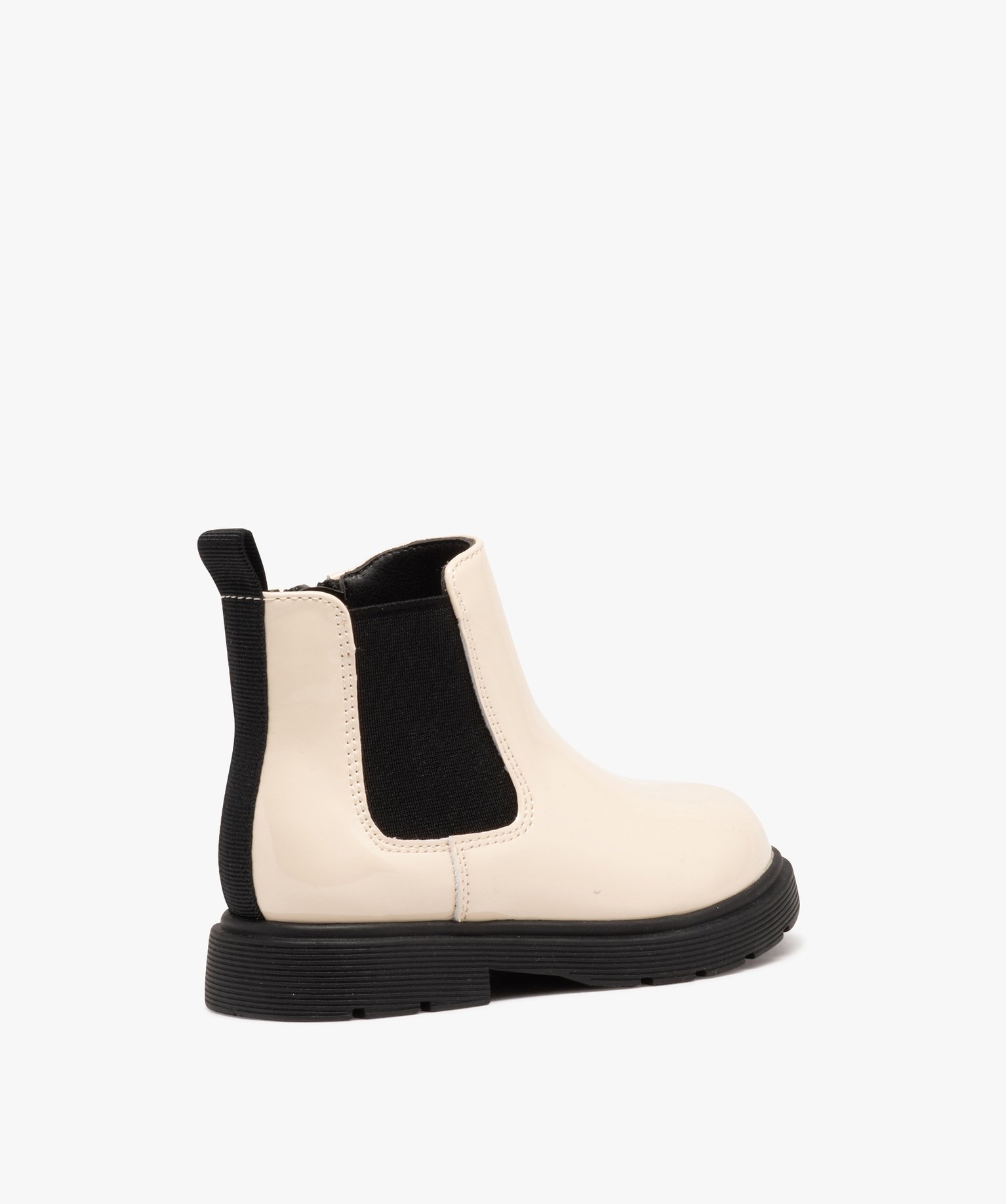 Bottes fille Chelsea vernies à zip beige | GEMO