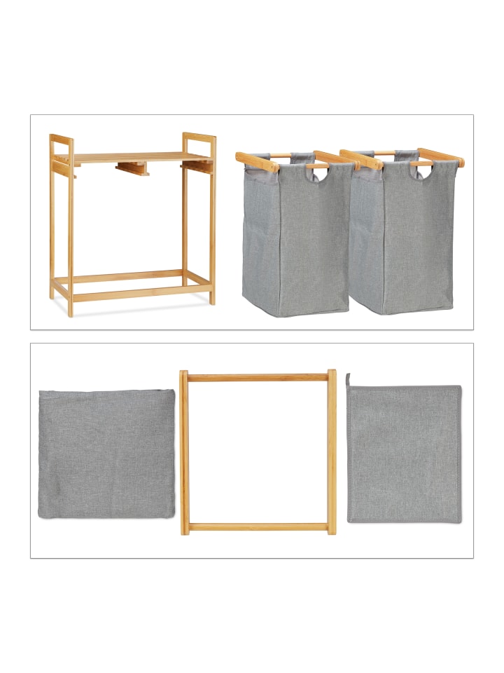 relaxdays Wäschekorb 2 Fächer mit Ablage günstig kaufen onesize