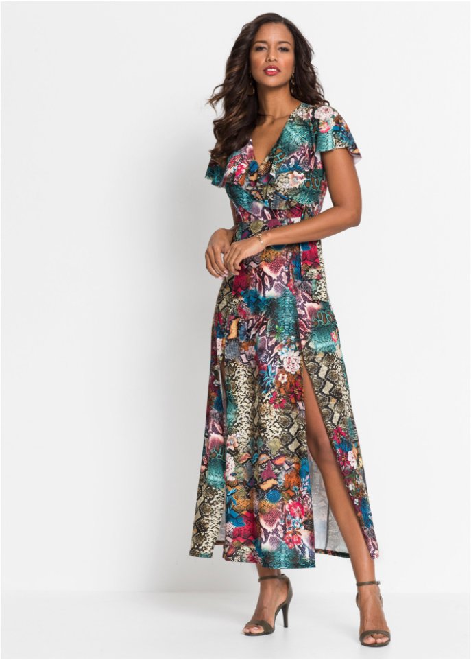 Langes Kleid mit raffiniertem Druck