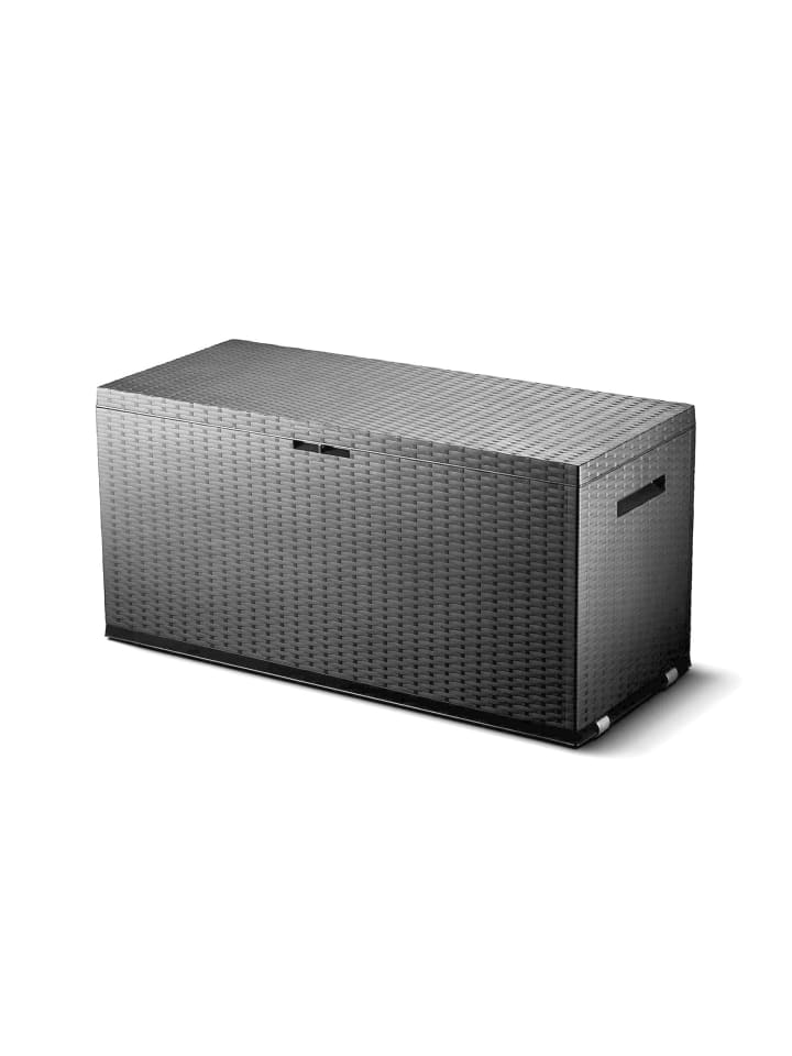 dynamic24 Auflagenbox Rattan Optik 349L Gartenbox Gartentruhe Auflagen Garten Box Truhe in Grau günstig kaufen onesize