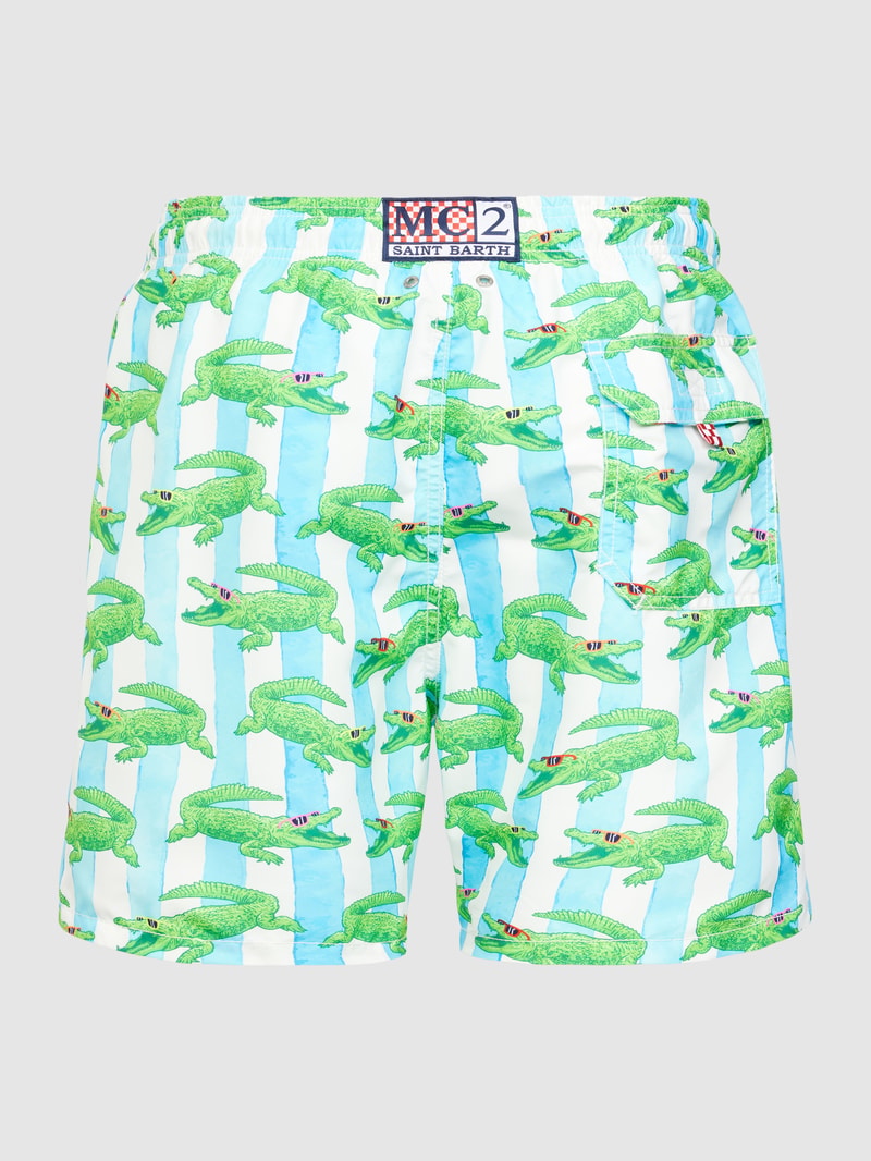 Badehose mit Allover-Muster Modell 'GUSTAVIA' in grün