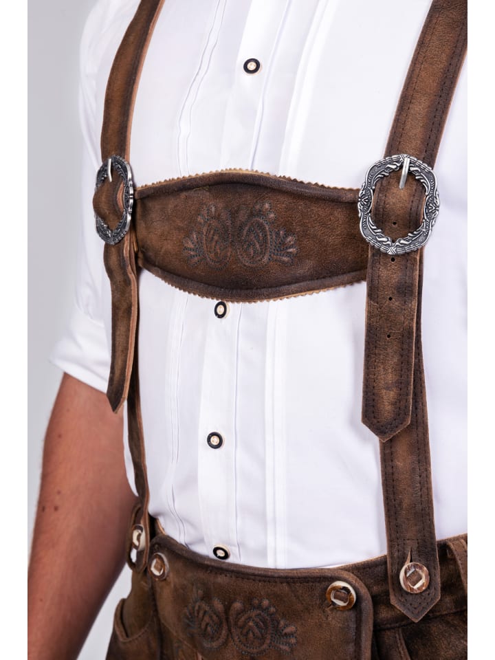 Edelnice Kniebund Wildbock Lederhose Jan in dunkelbraun günstig kaufen