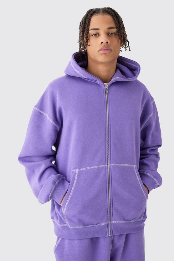 Oversize Hoodie mit Kontrast-Naht und Reißverschluss