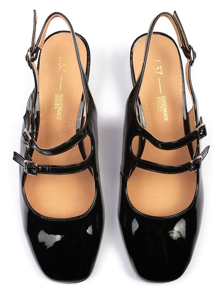 loft37 Leder-Slingpumps in Schwarz günstig kaufen