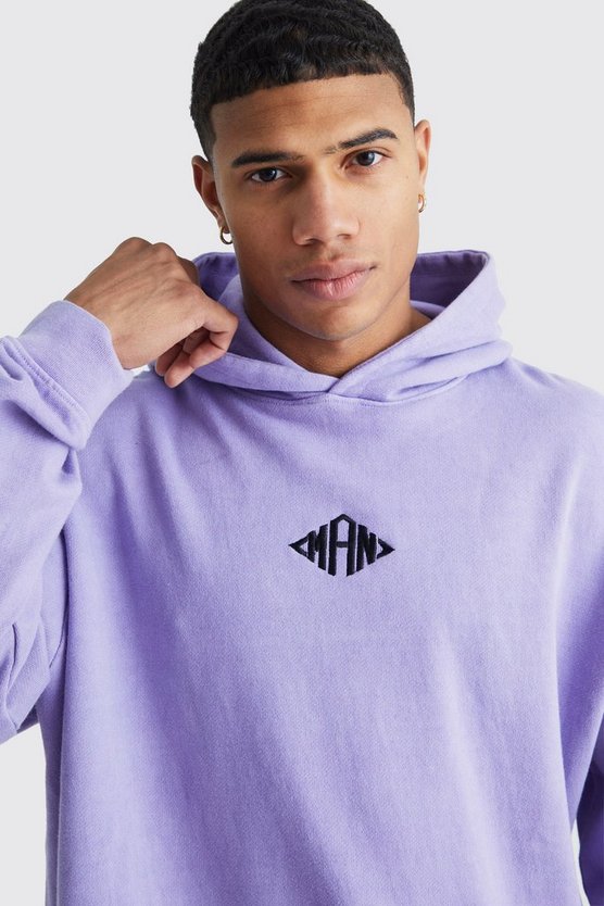 Oversize Man Hoodie mit rohem Saum