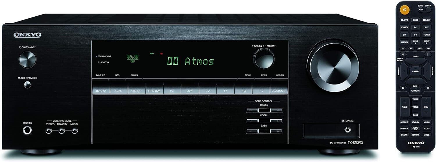 Onkyo TX-SR393 5.2 Ka­nal Atmos 4k60 Bluetooth Dolby Atmos schwarz AV-Receiver
