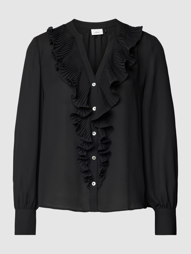 Bluse mit Volants in black
