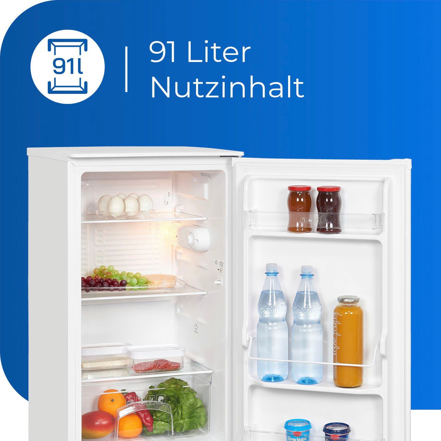 exquisit Vollraumkühlschrank KS116-V-041E weiss, 85 cm hoch, 48 cm breit