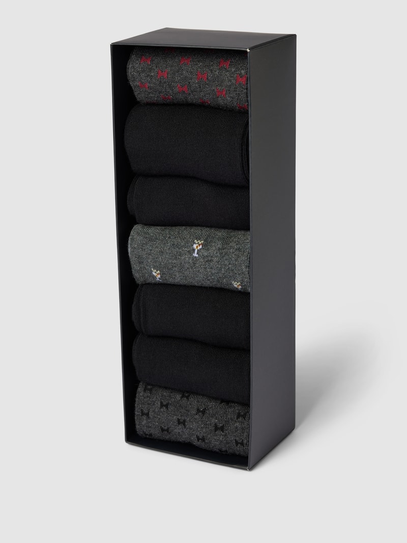 Socken mit elastischem Rippenbündchen im 7er-Pack in anthrazit meliert
