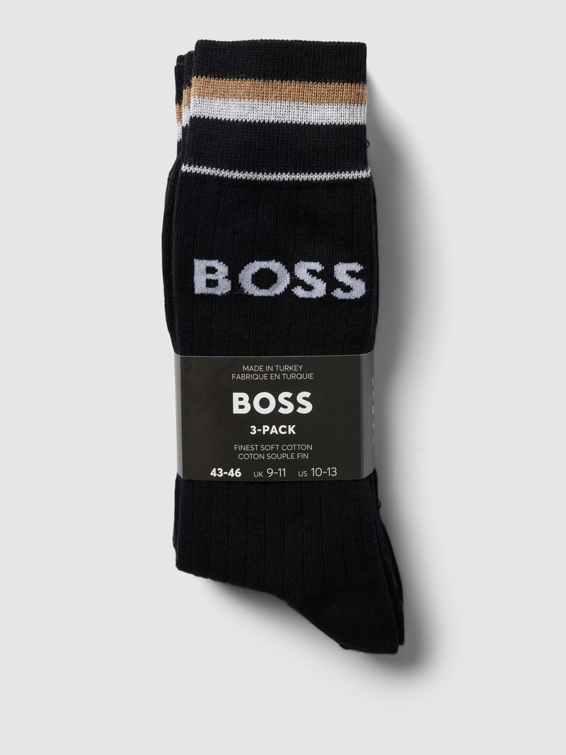 Socken mit Label-Detail im 3er-Pack in schwarz