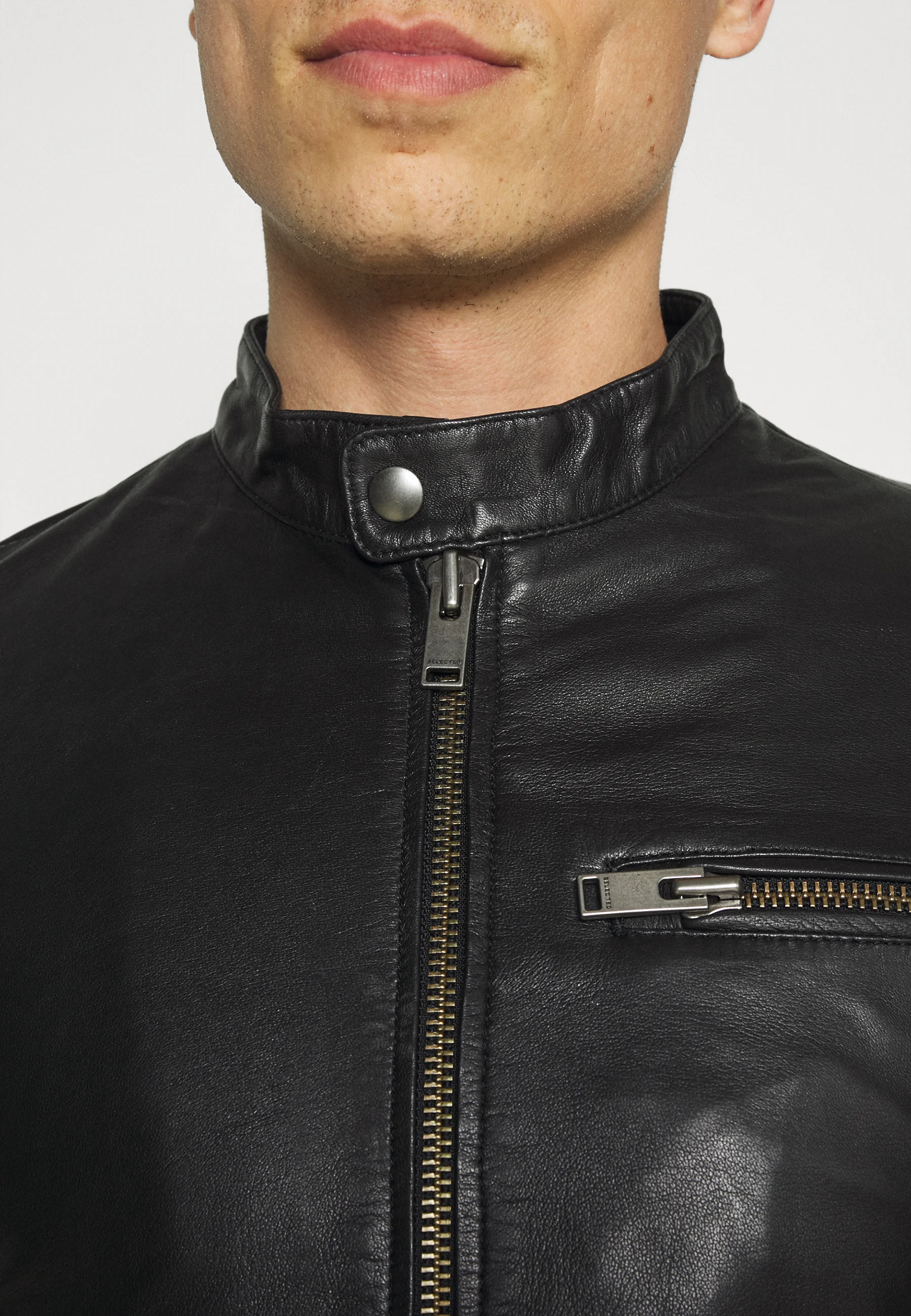 Chaqueta de cuero Selected Homme SLHICONIC CLASSIC