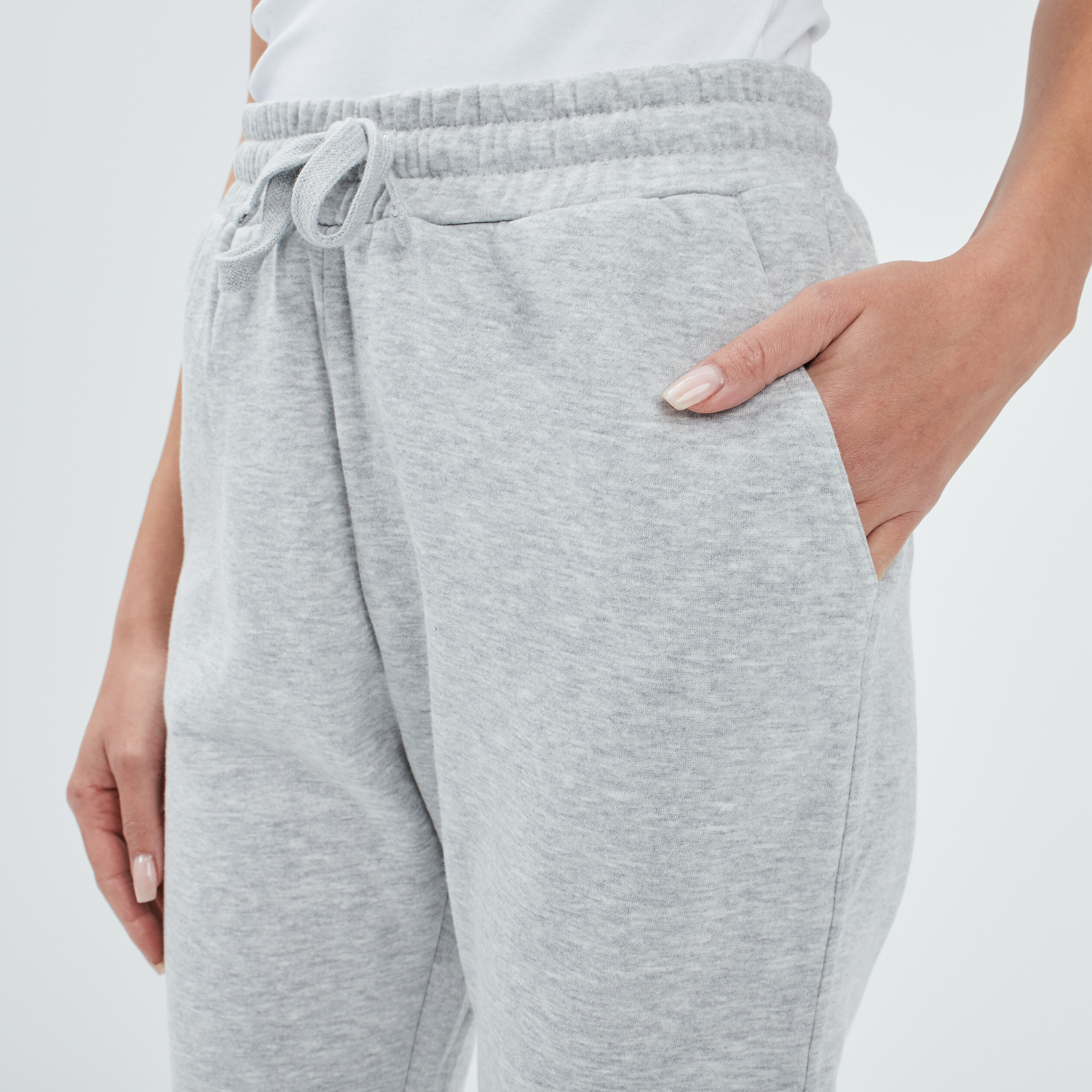 Pantalon jogging droit molleton gris clair femme | La Halle