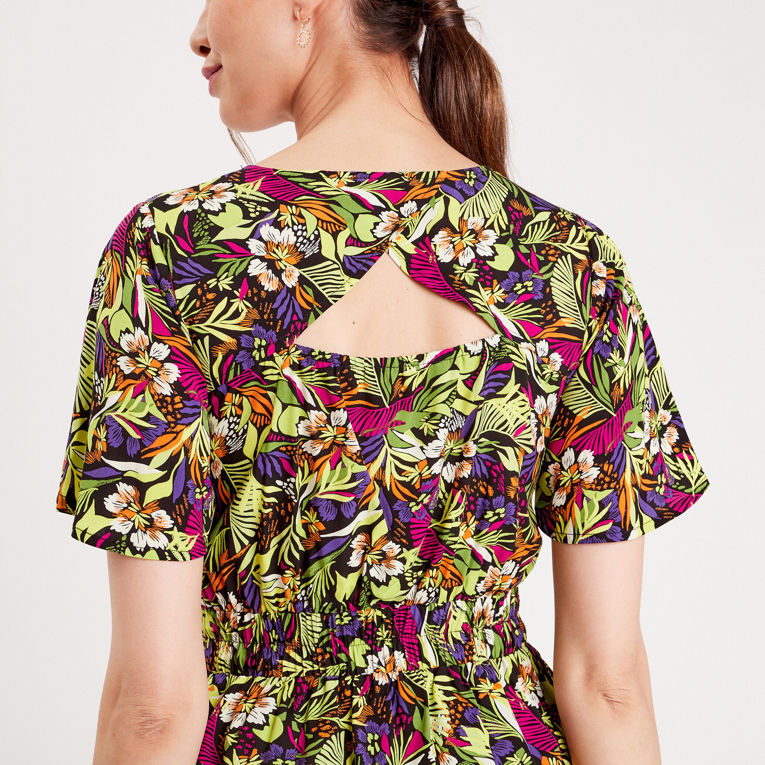 Blouse avec manches courtes noir femme | Cache Cache
