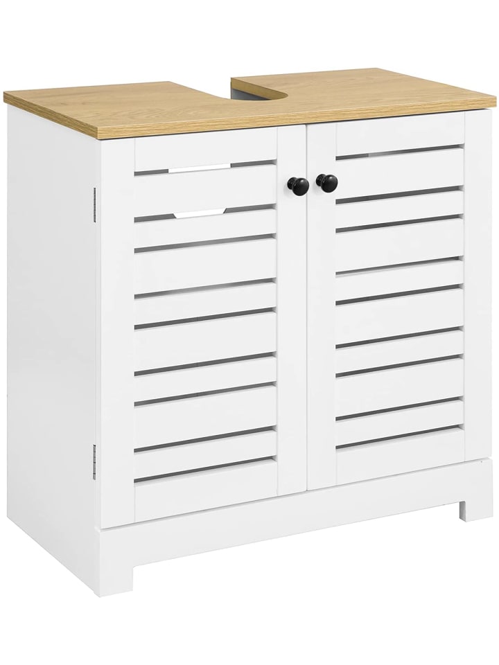 SoBuy Waschbeckenunterschrank in Weiß und Natur - (B)60 x (H)59 x (T)30cm günstig kaufen onesize