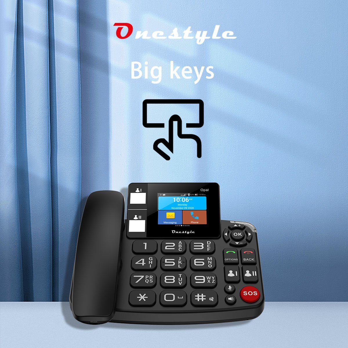Onestyle Opal Tischtelefon mit WiFi, Dual-SIM für Senioren geeignet Großtastentelefon (Wi-Fi)