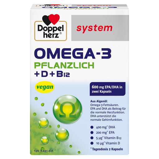 DOPPELHERZ Omega-3 pflanzlich system Kapseln  120 St  Kapseln