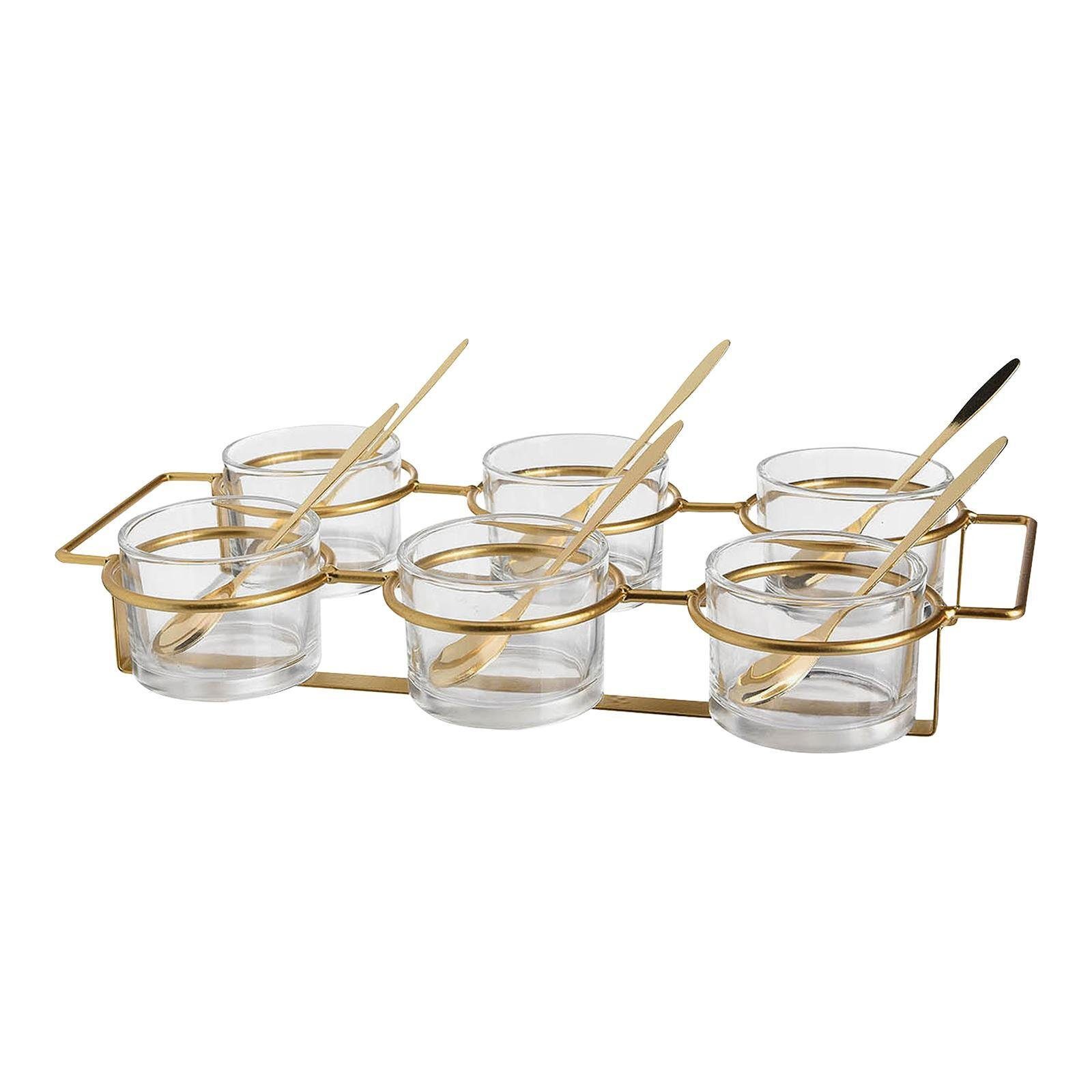 Depot Geschirr-Set Apero-Servier-Set Tuuli, 55% Eisen, 40% Glas, 5% Edelstahl, Aus Eisen, Glas, Edelstahl, 13-teilig