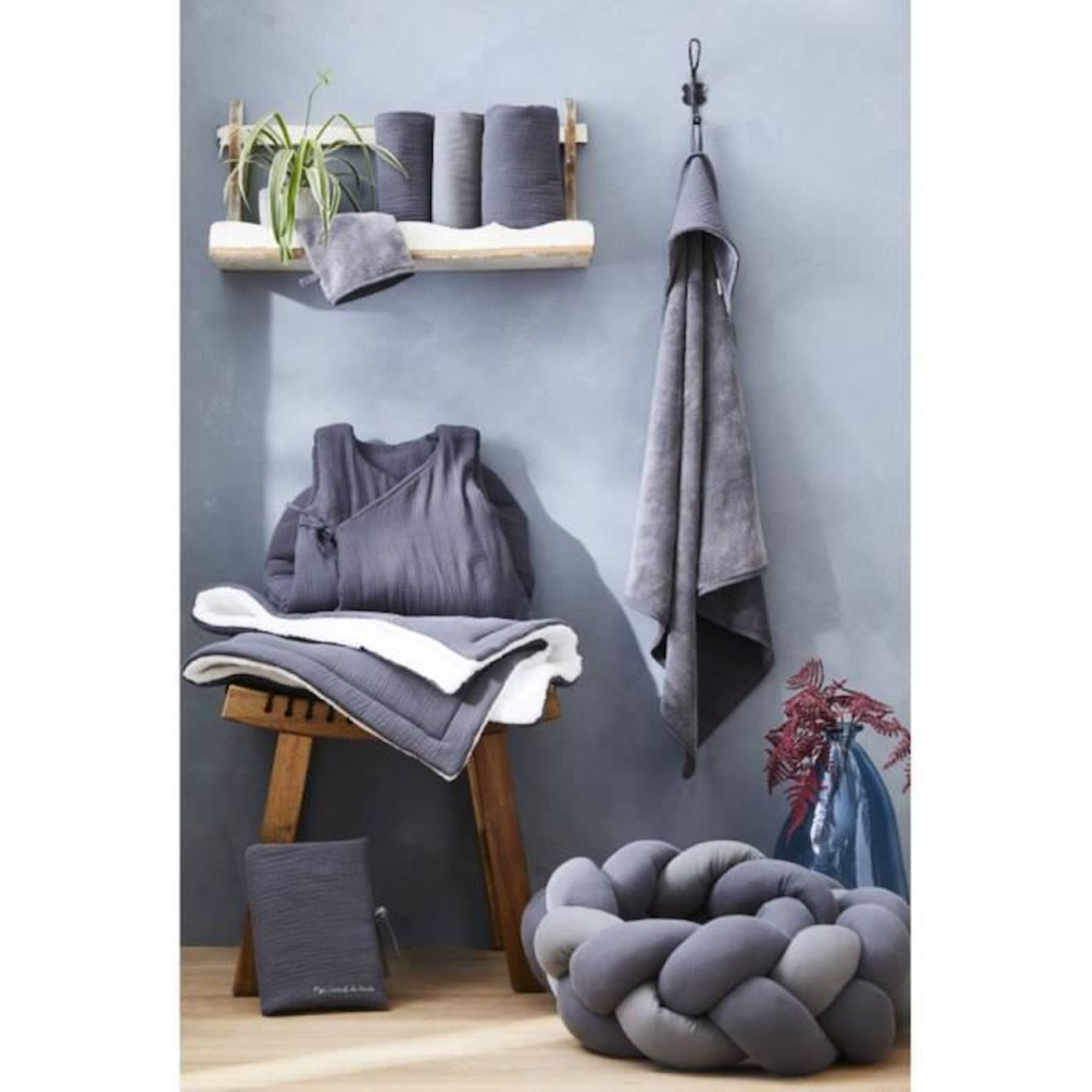 Gigoteuse doublée en gaze de coton, AMBRE gris