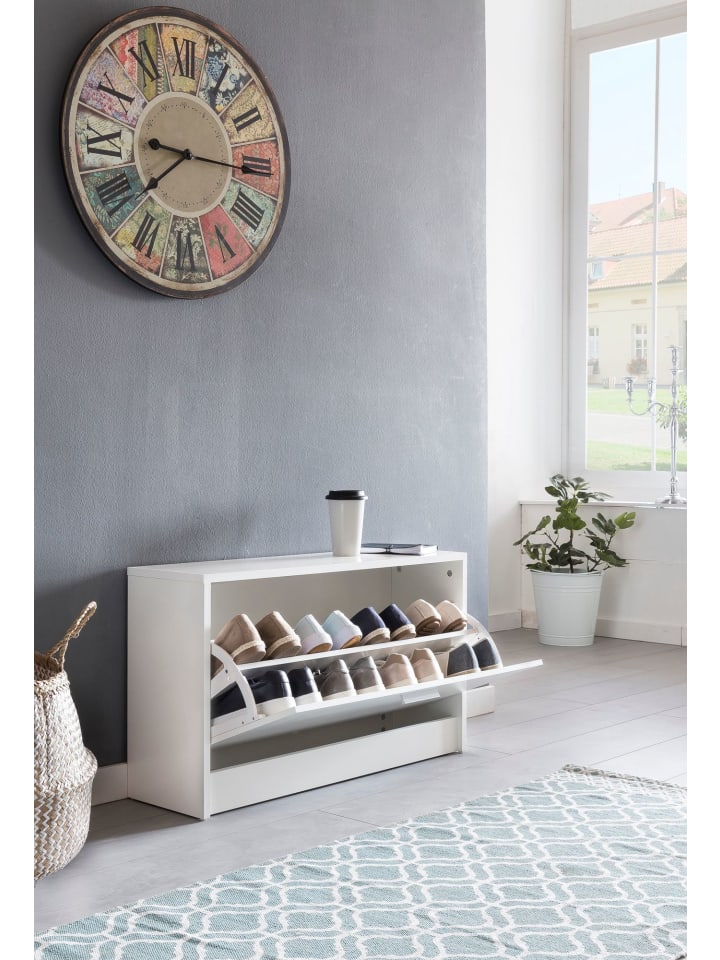 KADIMA DESIGN Schuhbank SPLIT mit Sitzfläche Schuhkipper Holz 80 x 47 x 24 cm, in Weiß günstig kaufen onesize