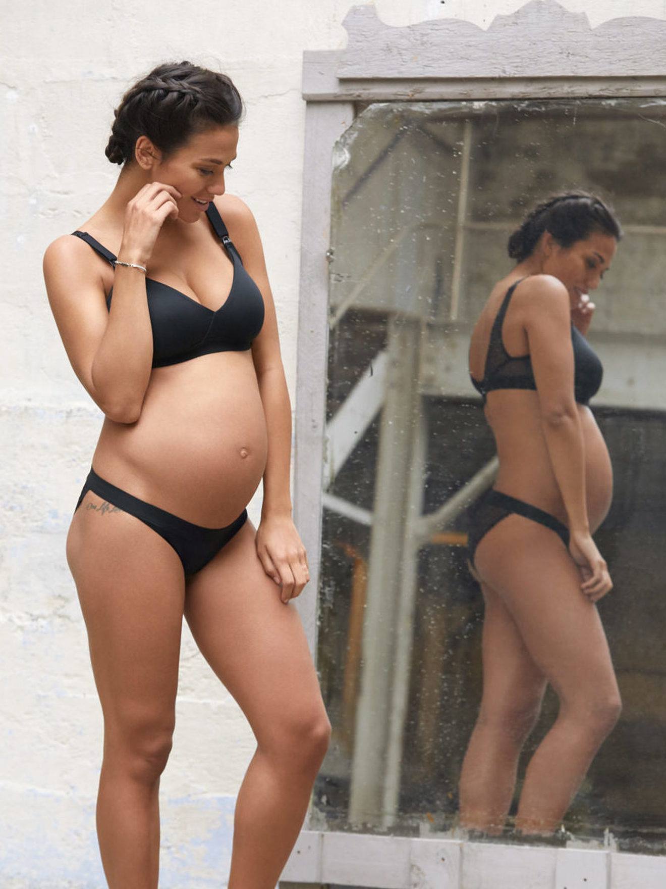 Soutien-gorge de grossesse et d’allaitement Serena CACHE CŒUR sans armatures gris chiné/noir