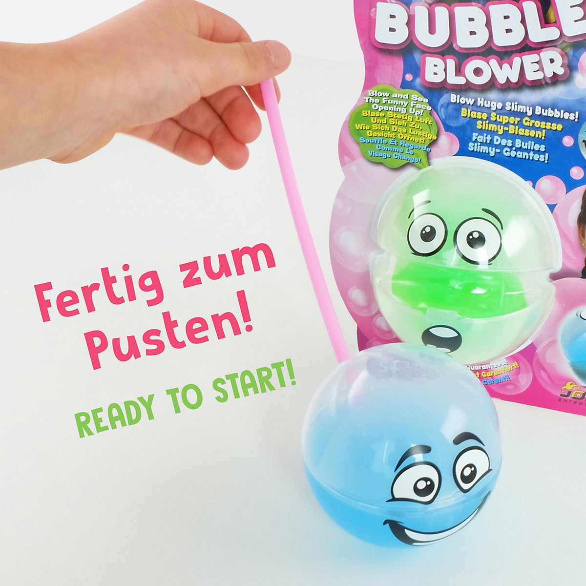 SLIMY® Maxi Bubble mit Bubble-Blower - für supergroße Schleim-Blasen aus extrem dehnbarem Slime, Spielmasse für Kinder