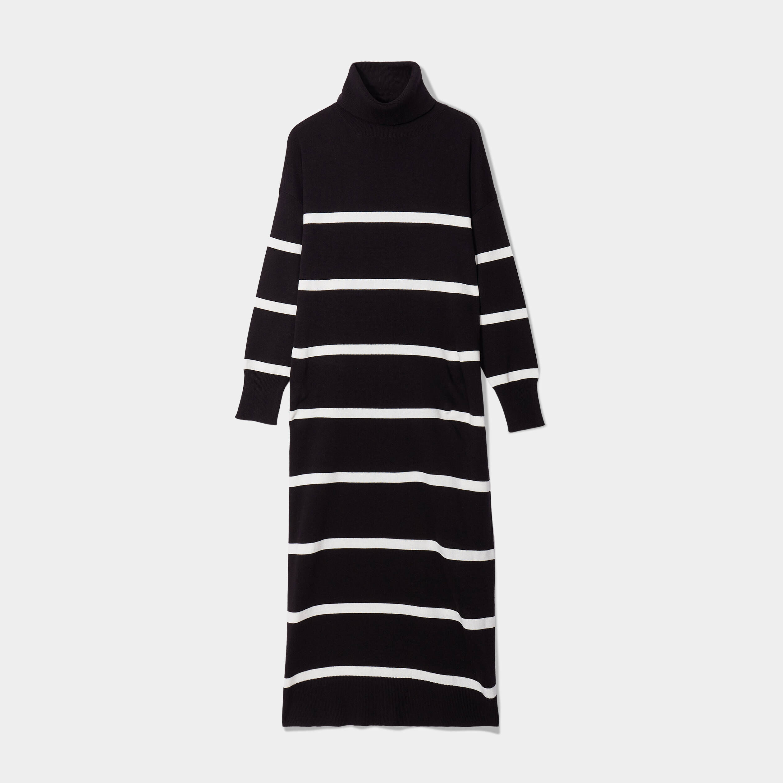 Robe pull longue col roulé noir femme | Cache Cache