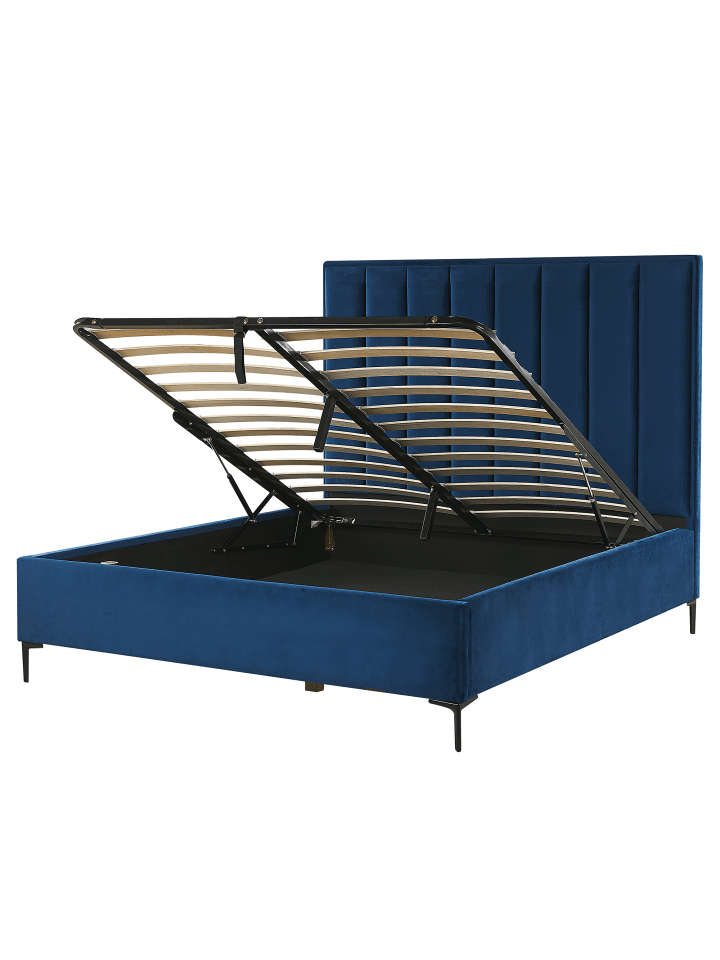 Beliani Doppelbett SEZANNE in Blau/Schwarz - (W) 150 x (H) 142 x (L) 215 cm günstig kaufen onesize